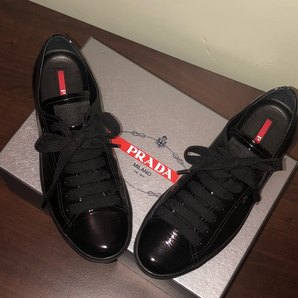 Prada Black patent leather sneakers 38 brand new